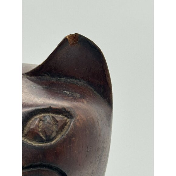 Vintage MCM Tall Solid Wood Carved Cat Statue Figure 12 Inch-AS IS - Picture 3 of 8